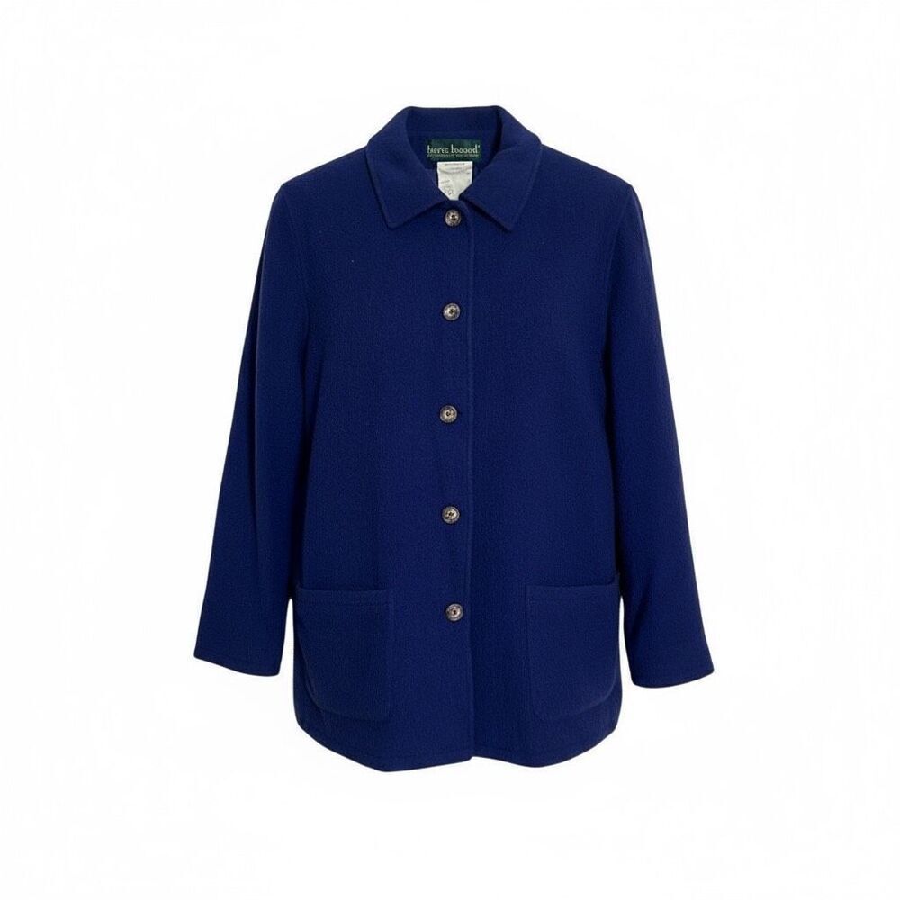 Harve Benard Wool Alpaca Blend Lined Button Down Blazer Coat Jacket Blue Size 12